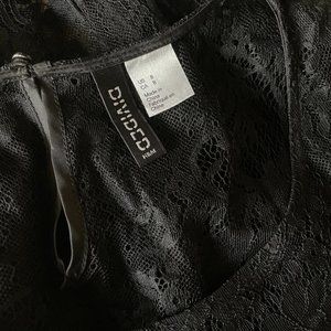 H&M Black Lace Long-Sleeve Blouse, Size 8